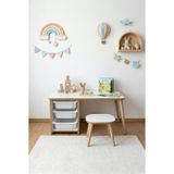 Çocuk Masa Takımı 90x45 Cm 3 Sepetli Çocuk Çalışma Masası Aktivite Masası Yaz-sil 1 Adet Tabureli Beyaz
