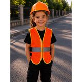 Çocuk Mühendis Yelek Seti ( Fermuarlı Yanlardan Ayarlanabilir Bant Detay) 5/10 Yaş - Standart - Turuncu