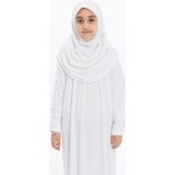 Çocuk Namaz Elbisesi- Kaşkorse Pratik Başörtülü - Beyaz - 9 - 11 Yaş