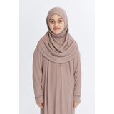 Çocuk Namaz Elbisesi- Kaşkorse Pratik Başörtülü - Toz Pudra - 9 - 11 Yaş