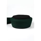 Çocuk - Namaz Sarığı - Yeşil Kumaş - Siyah Takke - Düz Sarım - Nâli Şerif - 6 metre (Züabeli), 52 Cm