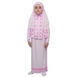 Çocuk Namaz Takımı Pratik İki Parça Desenli Kollu Tak Çıkar Başörtülü Likralı Tesettür Elbise (6-12 Yaş) 901-0201, Pembe, 10