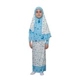Çocuk Namaz Takımı Pratik İki Parça Desenli Kollu Tak Çıkar Başörtülü Likralı Tesettür Elbise (6-12 Yaş) 901-0301, Mavi, 8