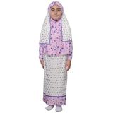 Çocuk Namaz Takımı Pratik İki Parça Desenli Kollu Tak Çıkar Başörtülü Likralı Tesettür Elbise (6-12 Yaş) 901-0401 (Pembe, Yıl;6)
