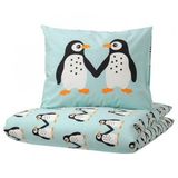 Çocuk Nevresim Takımı MeridyenDukkan Açık Turkuaz Renk Penguen Temalı 150x200Cm