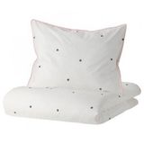 Çocuk Nevresim Takımı Tek Kişilik MeridyenDukkan 150x200/50x60 cm Beyaz-Puantiye Desenli Beyaz Nevresim Çarşafsız
