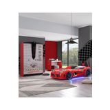 Çocuk Odası - Audi Koltuklu Arabalı Yatak - Sport 3 Kapılı Dolap, Masa - Kırmızı