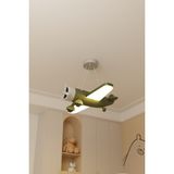Çocuk Odası Avizesi, Uçak Avize, Bebek Odası Avizesi Küçük Kaşif LED Tavan Lambası - Zeytin Yeşili