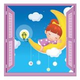 Çocuk Odası Bebek Odası Pencere Poster Duvar Kağıdı Ayda Uyku
