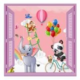 Çocuk Odası Bebek Odası Pencere Poster Duvar Kağıdı Fil Panda