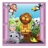 Çocuk Odası Bebek Odası Pencere Poster Duvar Kağıdı Hayvanlar Alemi
