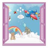 Çocuk Odası Bebek Odası Pencere Poster Duvar Kağıdı Renkli Uçak