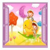 Çocuk Odası Bebek Odası Pencere Poster Duvar Kağıdı Safari