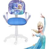 Çocuk Odası Ders Çalışma Ofis Koltuğu Öğrenci Sandalyesi Frozen Desen Beyaz Tekerlekli Yüksek Ayarlı
