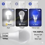 Çocuk Odası Gece Lambası Akıllı Gece Lambalı Led Ampul 11W Beyaz + 2W Mavi | Tasarruflu Çift Mod