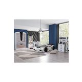 Çocuk Odası - Vento Arabalı Yatak - Sport 3 Kapılı Dolap, Masa, Şifonyer, Kitaplık - Beyaz