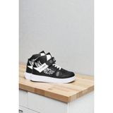 Çocuk Ortopedik Basketbol Cırtlı Esnek Hafif Nefes Alabilen Unisex Çocuk Sneaker Spor Ayakkabı - Siyah-Beyaz-Siyah