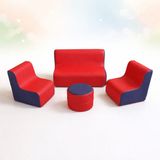 Çocuk Oturma Grubu 4 Parça Soft Koltuk Takımı - Kırmızı - Mavi