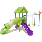 Çocuk Oyun Parkı 2 Kaydıraklı - 2'li Salıncaklı Ev Temalı Model - Sarı - Mavi