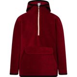 Çocuk Polar Yarım Fermuarlı Kapşonlu Kanguru Cep Sweatshirt Bordo Unisex - 8 - 9 Yaş