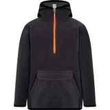 Çocuk Polar Yarım Fermuarlı Kapşonlu Kanguru Cep Sweatshirt Füme Unisex - 6 - 7 Yaş