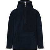 Çocuk Polar Yarım Fermuarlı Kapşonlu Kanguru Cep Sweatshirt Lacivert Unisex - 6 - 7 Yaş