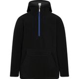 Çocuk Polar Yarım Fermuarlı Kapşonlu Kanguru Cep Sweatshirt Siyah Unisex - 6 - 7 Yaş