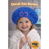 Çocuk Saç Kurutma Bonesi Mavi Mikrofiber Havlu Bone Banyo Sonrası Hızlı Kuruyan Çocuk Saç Bonesi