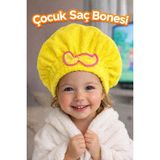 Çocuk Saç Kurutma Bonesi Mikrofiber Havlu Bone Banyo Sonrası Hızlı Kuruyan Çocuk Saç Bonesi - Sarı