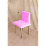 Çocuk Sandalyesi Çocuk Oturağı Ahşap Sandalye Montessori Sandalye Puflu Pembe Yumuşak Sandalye Arkalıklı Pembe