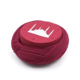 Çocuk - Sarıkhane Cami Sarığı - Bordo Kumaş - Bordo Takke - Çapraz Sarım - Cami Nakışlı - 6 metre Başınızda düzen, gönlünüzde huzur. (51 Cm) (51 Cm)