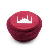 Çocuk - Sarıkhane Cami Sarığı - Bordo Kumaş - Bordo Takke - Düz Sarım - Cami Nakışlı - 6 metre (48 Cm)