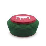 Çocuk - Sarıkhane Cami Sarığı - Yeşil Kumaş - Bordo Takke - Düz Sarım - Cami Nakışlı - 4 Metre, 51 Cm