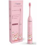 Çocuk Şarjlı Diş Fırçası, Titreşimli, 2 Yedek Başlık, Ipx7 Su Geçirmez - Pembe