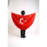 Çocuk Saten Unisex Türk Bayrağı Pelerin, 23 Nisan-19 Mayıs-10 Kasım-29 Ekim Okul Gösteri Kostümü plrkst001