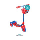 Çocuk Scooter 3 Tekerlekli Frenli Sepetli Dengeli İlk Scooter, Ayarlanabilir Gidon 3+ Yaş Kırmızı