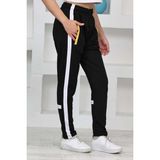 Çocuk Scuba Dalgıç Kumaş Dar Paça Çizgi Detaylı Esofman Altı - Sarı - Siyah - 2XL