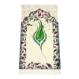 Çocuk Seccadesi - Lale Desenli - Yeşil Renk