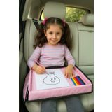 Çocuk Seyahat Tepsisi – Araba Koltuğu İçin Aktivite ve Oyun Masası, Organizerli Yolculuk Masası (Pembe)