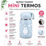 Çocuk Sıcak Su Taşıma Termos Çift Duvarlı Paslanmaz Çelik, Bpa’sız, Sızdırmaz Kapak 320 ml Mavi