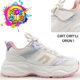 Çocuk Sneaker Bağcık Görünümlü Cırtlı Ortopedik Çocuk Spor Ayakkabı - Beyaz