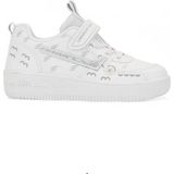 Çocuk Spor Ayakkabı Ortopedik Lastik Bağcık Cırtlı Desenli Kaymaz Taban Yürüyüş Sneaker 033 - Beyaz