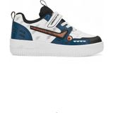 Çocuk Spor Ayakkabı Ortopedik Lastik Bağcık Cırtlı Desenli Kaymaz Taban Yürüyüş Sneaker 033 - Siyah - Petrol