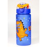 Çocuk Su Matarası Tritan Pipetli Su Şişesi Geniş Ağız Dinozor Okul Suluğu Bpasız 500ML Mavi T0108 - 1 Adet
