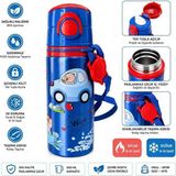 Çocuk Suluk/ Matara 500 ml Unicorn Figürlü Omuz Askılı Metal Suluk Pipetli - capybara araba