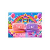 Çocuk Takı ve Toka Organizeri Otomatik Açılır Katlı Düzenleyici Kutu 27x15x15 cm Pembe Taşınabilir Çok Bölmeli Saklama Çantası-Benekli Mor