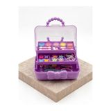 Çocuk Takı ve Toka Organizeri Otomatik Açılır Katlı Düzenleyici Kutu 27x15x15 cm Pembe Taşınabilir Çok Bölmeli Saklama Çantası Mor