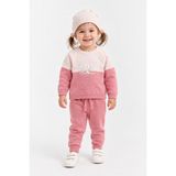 Çocuk Teddy Bear Detay Kazak Pantolon Bere Triko Kışlık Takım 22113 - 12 - 18 Ay - Pembe
