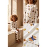 Çocuk Teddy Desenli Paketli Pijama Takımı Ekru