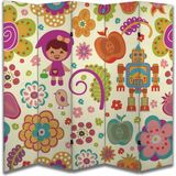 Çocuk Temalı Özel Tasarım Paravan Room Divider 180 x 200 cm - 204 x 200 - Renkli
